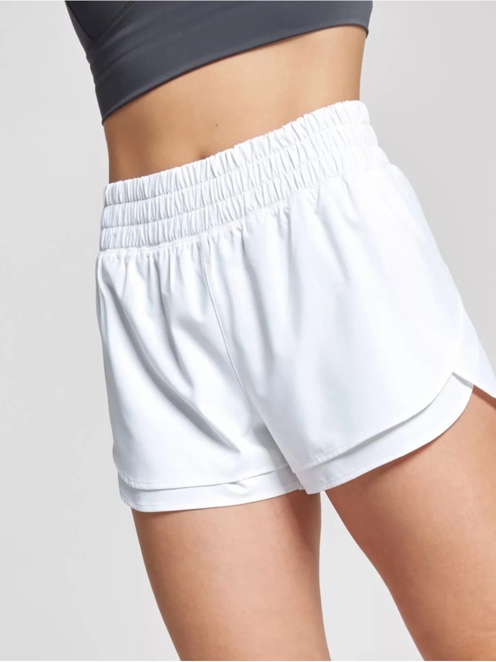CALIA Go High-Rise 3” Step Up Shorts in White, Size 1X